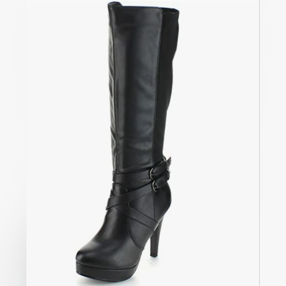 Forever Della - Triple Ankle Strap, Knee-high platform boot, Size 8, Black